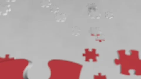 Flag of Austria being made with jigsaw puzzle pieces. Austrian problem solution Stock Footage 104236392