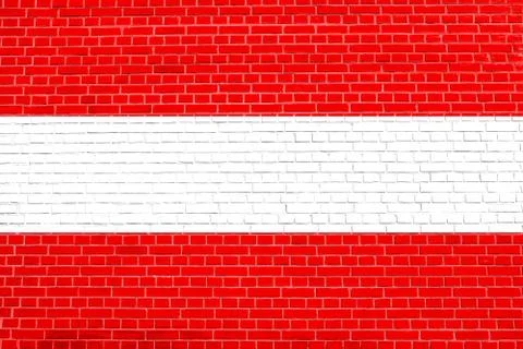 Flag of Austria on brick wall texture background Stock Photos