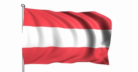 Flag of Austria with fabric structure in the wind (alpha channel, loopable) Stock Footage 106499230