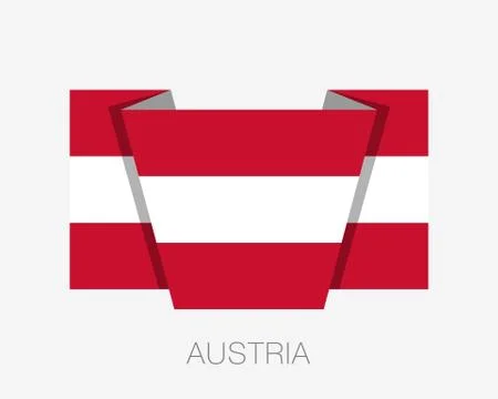 Flag of Austria. Flat Icon Waving Flag with Country Name Stock Illustration
