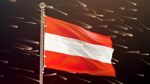 Flag of Austria made of luminous dots, bottom view. Fluttering in the wind Stock Illustration