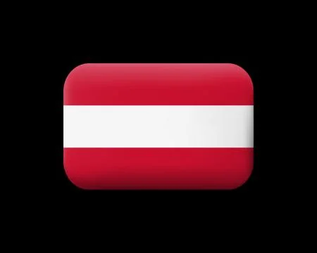 Flag of Austria. Matted Vector Icon and Button. Rectangular Shape Stock Illustration