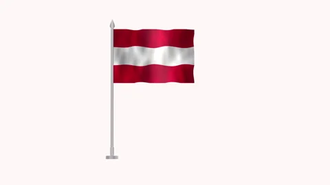 Flag of Austria, Pole flag of Austria on white screen, Austria 3D Animation.. Stock Footage 263976200