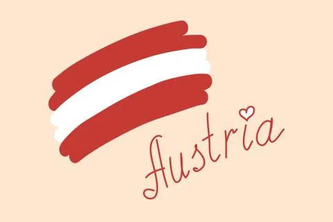 Flag of Austria, simple stylized vector illustration with freehand text. Red  Stock Illustration