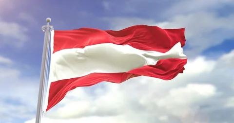 Flag Of Austria Sky Background. Austria Flag Wave Slow Motion And Loop 4K. Video stock 96413972