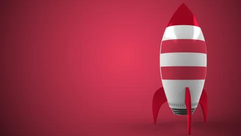 Flag of Austria on toy rocket. Austrian hitech or space program related Stock-Illustration