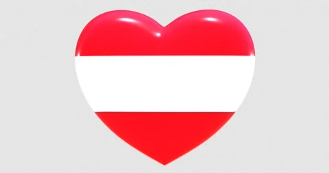 Flag of Austria on turning Heart 3D Loop Animation with Alpha Channel 4K UHD Stock Footage 168115342