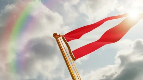 Flag of Austria Waving, Realistic Animation, 4K UHD 60 FPS Slow-Motion Stock Footage 131237648