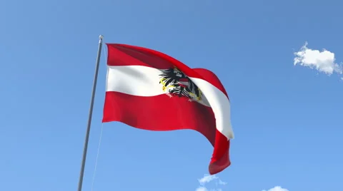 The flag of Austria Waving on the Wind. Stock Footage 40524892