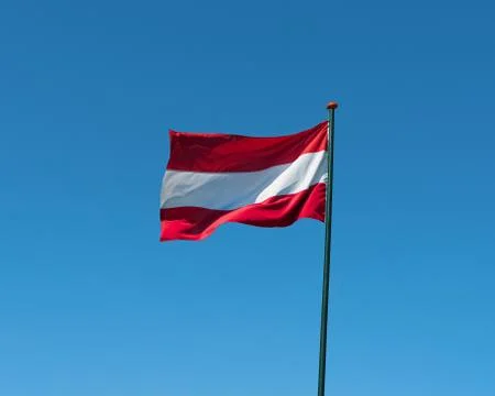 Flag of Austria waving in wind Stock Photos