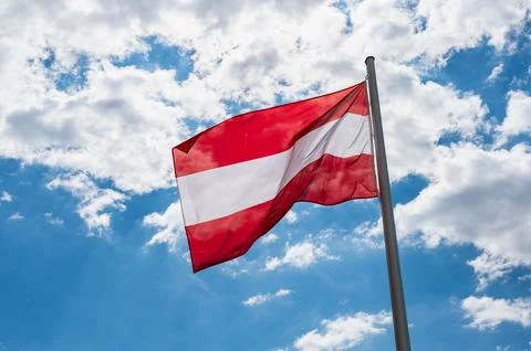 Flag of Austria waving in the wind Stock Photos