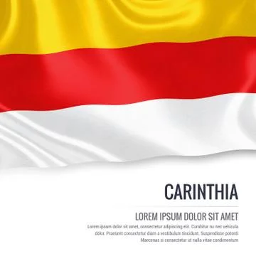 Flag of Austrian state Carinthia waving on an isolated white background. St.. Stock Illustration