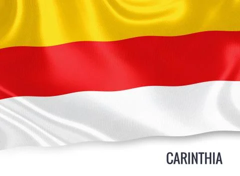Flag of Austrian state Carinthia waving on an isolated white background. St.. Stock Illustration