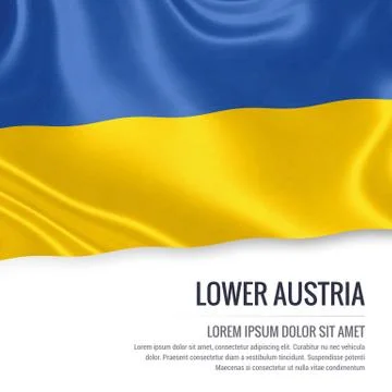 Flag of Austrian state Lower Austria waving on an isolated white background.. Illustrazione stock