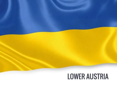 Flag of Austrian state Lower Austria waving on an isolated white background.. Stock Illustration