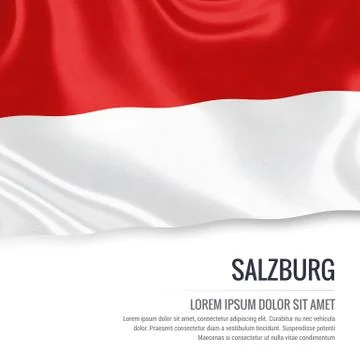 Flag of Austrian state Salzburg waving on an isolated white background. Sta.. Stock Illustration