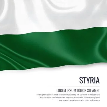 Flag of Austrian state Styria waving on an isolated white background. State.. Stock Illustration