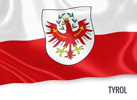 Flag of Austrian state Tyrol waving on an isolated white background. State .. Stock Illustration
