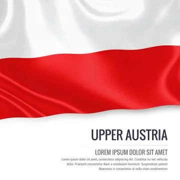 Flag of Austrian state Upper Austria waving on an isolated white background.. Stock Illustration