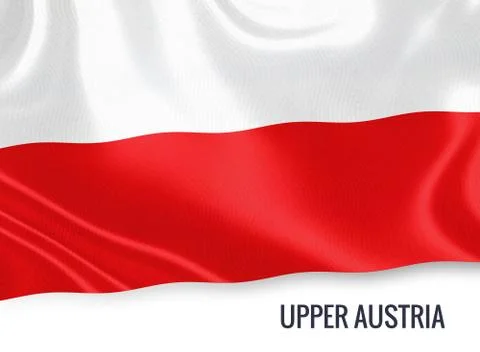 Flag of Austrian state Upper Austria waving on an isolated white background.. Stock Illustration
