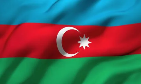 Flag of Azerbaijan blowing in the wind Stock Illustration