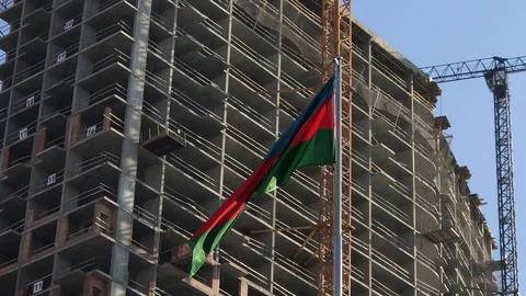 Flag of Azerbaijan fluttering in the wind Stock Footage 109801936