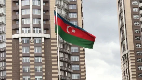 Flag of Azerbaijan fluttering in the wind Video stock 112519057