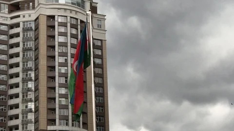 Flag of Azerbaijan fluttering in the wind Stock Footage 112519856