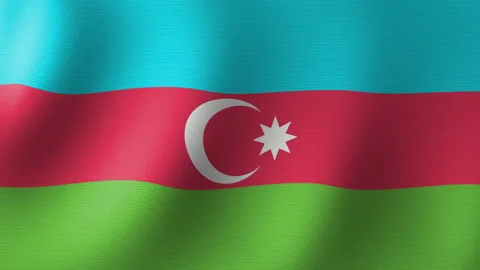 The flag of Azerbaijan is fluttering in the wind. Seamless Animation 3d Vídeo Stock 201359839