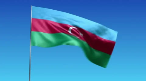 Flag of Azerbaijan Stock Footage 10847371