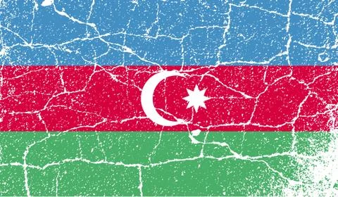 Flag of Azerbaijan with old texture. Vector Illustrazione stock