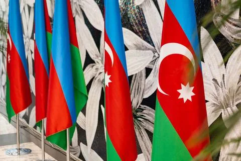 Flag of azerbaijan on the rack Stock Photos