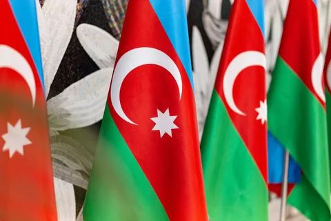 Flag of azerbaijan on the rack Stock Photos