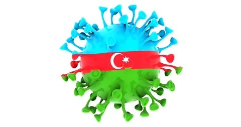 Flag of Azerbaijan on Seamless looping 3D animation of the covid-19 Corona Virus Stock Footage 166460674