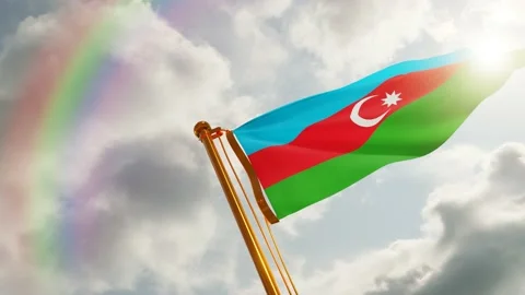 Flag of Azerbaijan Waving, Realistic Animation, 4K UHD 60 FPS Slow-Motion Stock Footage 131237668
