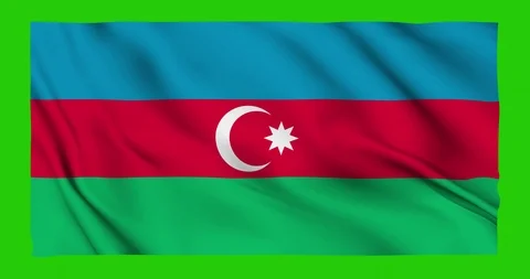 Flag of Azerbaijan  waving on a samless loop over an easily removable background 스톡 동영상 98370785