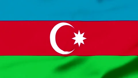 Flag of Azerbaijan waving in the wind with blue red and green colors Vídeo Stock 343573803