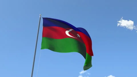 The flag of Azerbaijan Waving on the Wind. Stock Footage 40432783