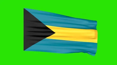 Flag of Bahamas on a green screen. 3D animation. Stock Footage 284639585