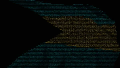 Flag of the Bahamas made of computer code, looping animation Stock Footage 145320823