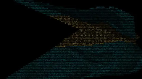 Flag of the Bahamas made of computer code, 3d rendering Stockillustratie