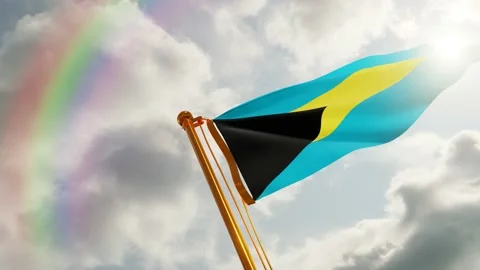 Flag of the Bahamas Waving, Realistic Animation, 4K UHD 60 FPS Slow-Motion Stock Footage 131237669