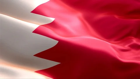 Flag of Baharain waving in the wind. Stock Footage 129062369