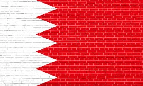 Flag of Bahrain on brick wall texture background Stock Illustration