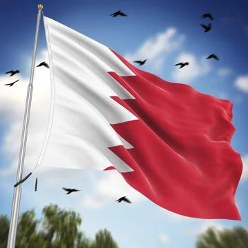 Flag of Bahrain, This is a computer generated and 3d rendered image Illustrazione stock