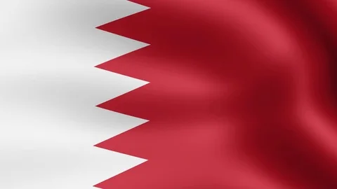 Flag of Bahrain, fluttering in the wind. 3D rendering. Looping video. Stock Footage 76781458