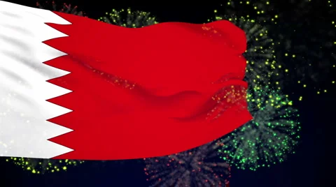 Flag of Bahrain Stock Footage 1050794