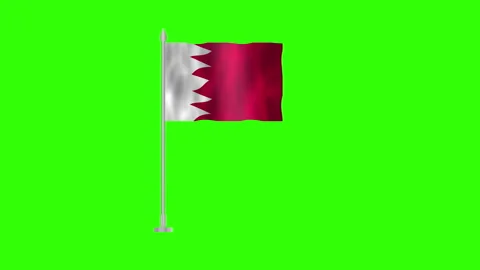 Flag of Bahrain, Pole flag of Bahrain on Green screen chroma key, Bahrain 3.. Stock Footage 263979222