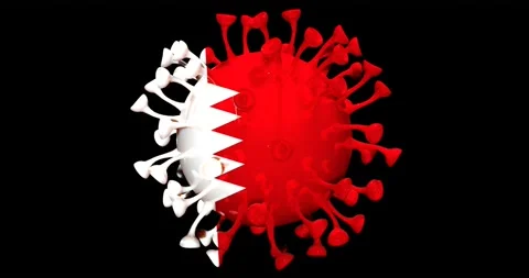 Flag of Bahrain on Seamless looping 3D animation of the covid-19 Corona Virus Stock Footage 166460678
