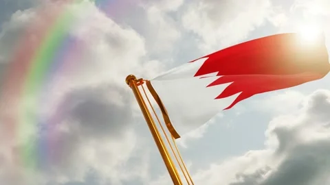 Flag of Bahrain Waving, Realistic Animation, 4K UHD 60 FPS Slow-Motion Video stock 131237640